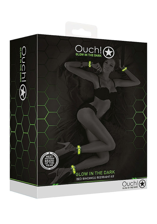 Shots Toys Bed Bindings Restraint Kit Glow in the Dark - Bondage Kits