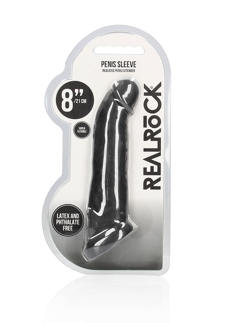 Shots REALROCK 8 Inch Realistic Penis Extender with Rings - Penis Sleeves and Extenders