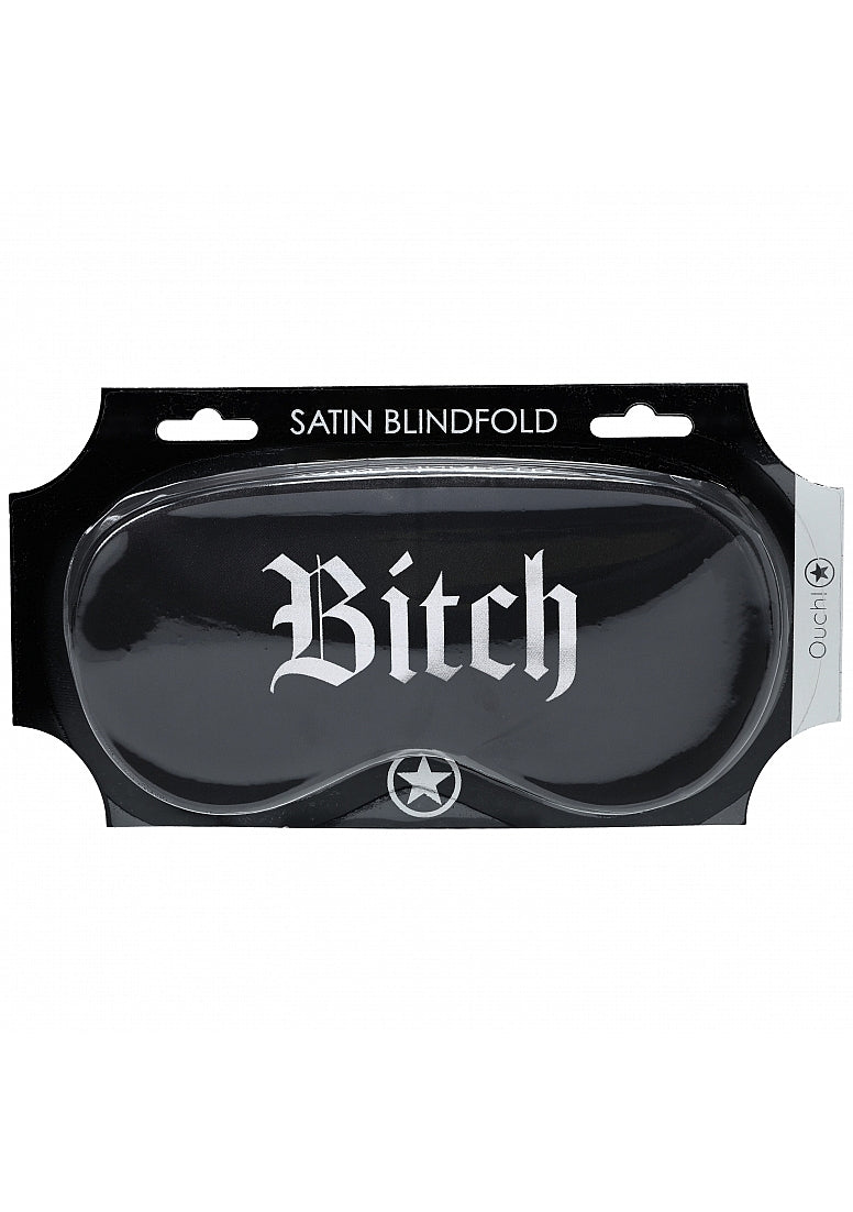 Shots Toys OUCH! Satin Bitch Printed Eye Mask - Masks And Blindfolds