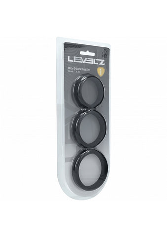 Shots LEVELZ Wide O Silicone Cock Ring Set of 3 Sizes L/XL/2X - Cock Ring Sets