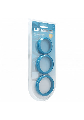 Shots LEVELZ Wide O Silicone Cock Ring Set of 3 Sizes L/XL/2X - Cock Ring Sets
