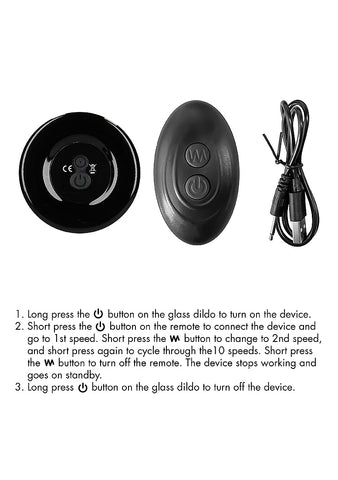 Shots Rimly Remote Control Glass Vibrator With Suction Cup - Glass Sex Toys