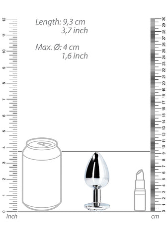 Shots Toys Round Gem Metal Surface Butt Plug Large - Butt Plugs