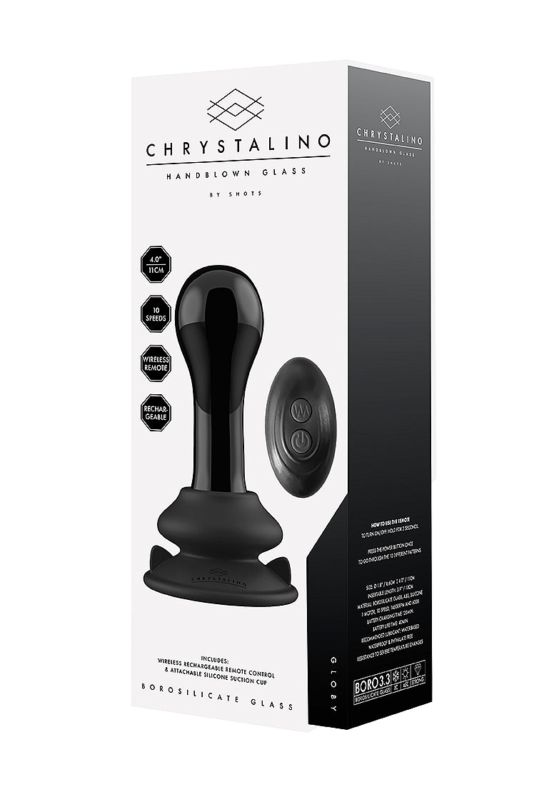 Shots Globy Suction Cup Rechargeable Glass Remote Vibrator - Glass Sex Toys