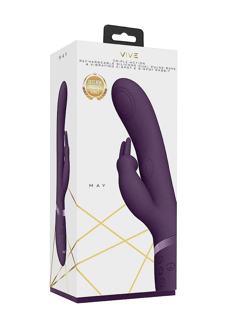 Shots May Rechargeable Silicone Dual Pulse Wave Rabbit Vibe - Rabbit Vibrators