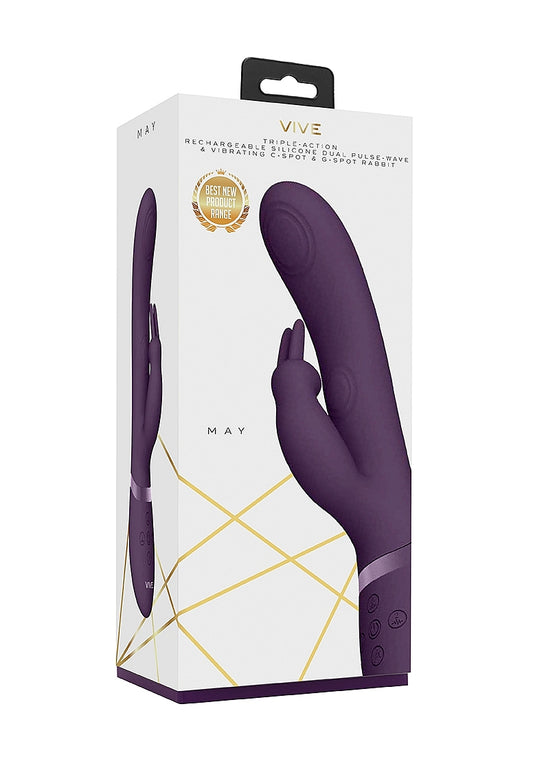 Shots May Rechargeable Silicone Dual Pulse Wave Rabbit Vibe - Rabbit Vibrators