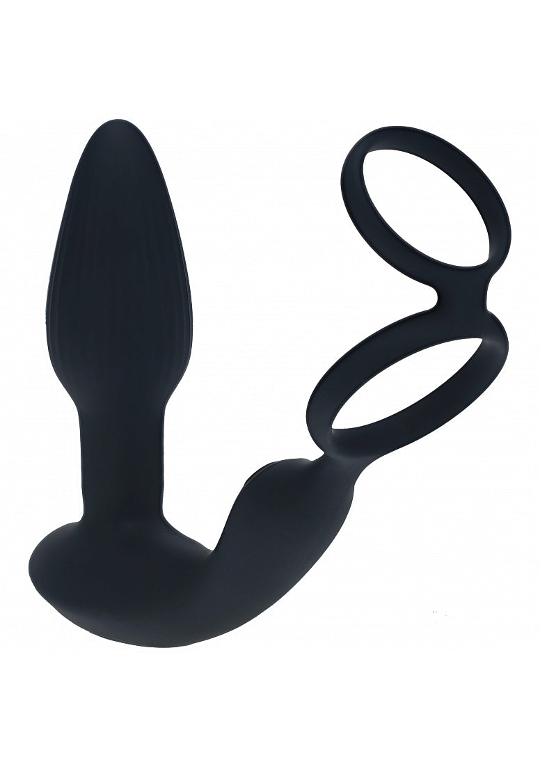 LEVELZ Dual Vibrating Prostate Stimulator with Cock Ring Black Prostate Toys