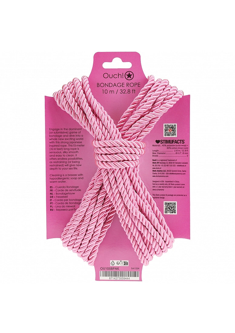 OUCH! Silky Smooth Nylon Bondage Rope 10m Cuffs And Restraints