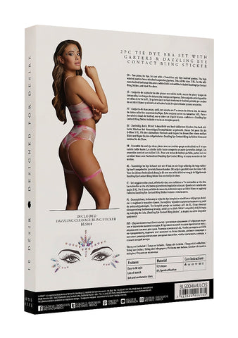 Shots 2 Piece Tie Dye Sexy Bra Set with Garters - Bras and Bra Sets