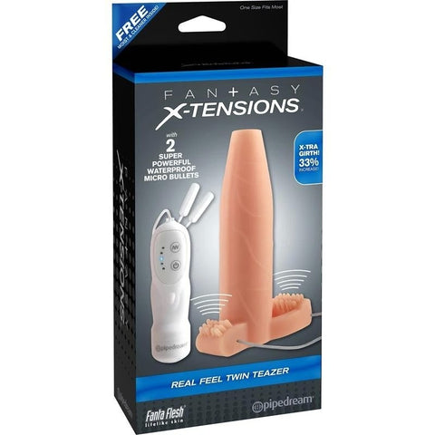 Fantasy X-Tensions Real Feel Twin Teazer Penis Extension - Pumps, Extenders and Sleeves