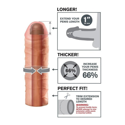 Fantasy X-Tensions Mega 1 Inch Penis Extension - Pumps, Extenders and Sleeves