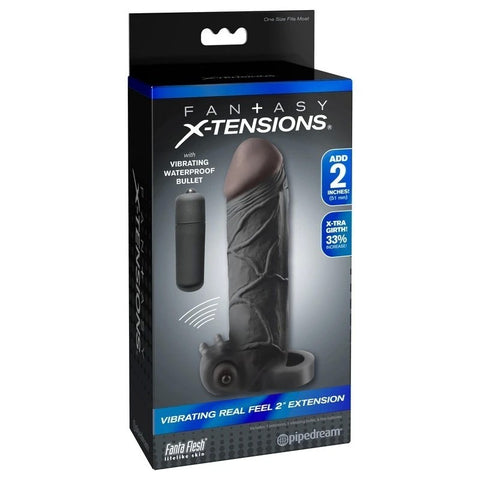 Fantasy X-Tensions Vibrating Real Feel 2 Inch Cock Extension - Pumps, Extenders and Sleeves
