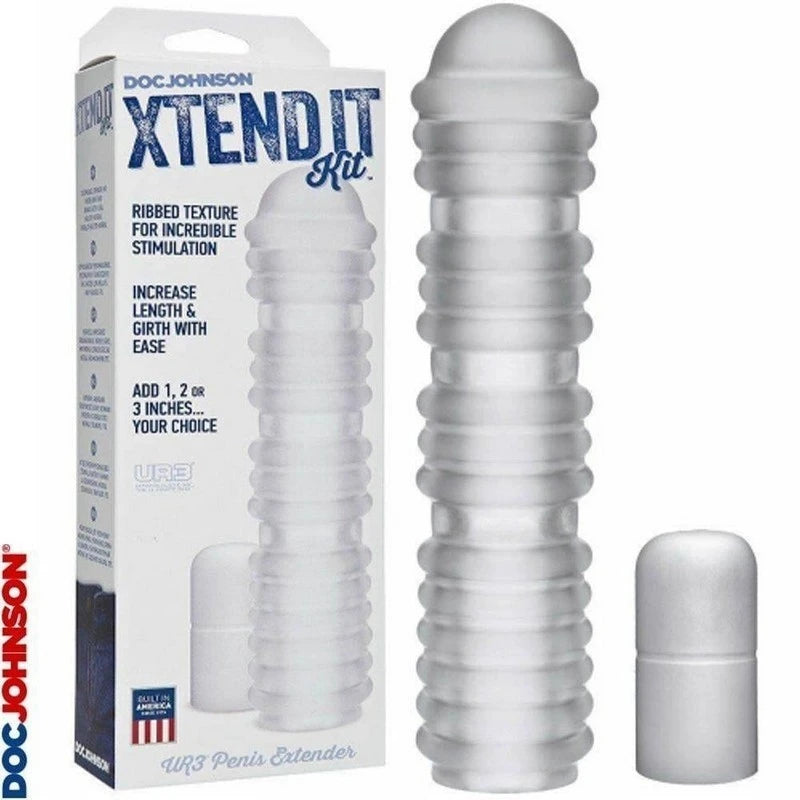 Doc Johnson Xtend It Ribbed Frost Penis Extender Kit Pumps, Extenders and Sleeves