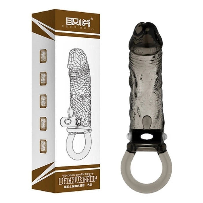 Black Warrior Veiny Vibrating Penis Sleeve Pumps, Extenders and Sleeves