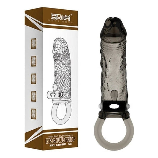 Black Warrior Veiny Vibrating Penis Sleeve - Pumps, Extenders and Sleeves