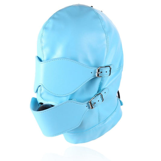 BDStyle Faux Leather Full Mask Eyes & Mouth Hood - Blindfolds And Masks
