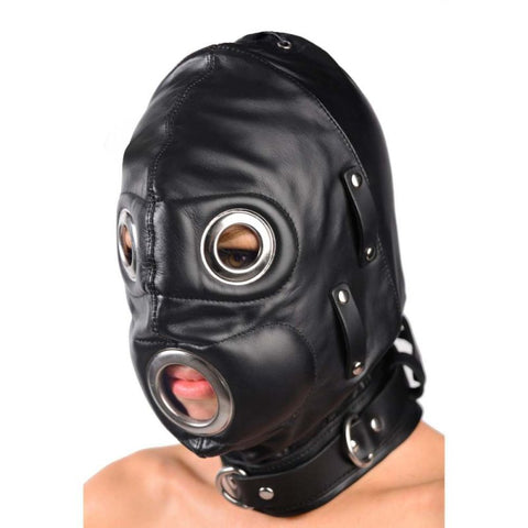 Bug-Eyed Lockdown Hood With Penis Gag by BDStyle - Bondage Hoods