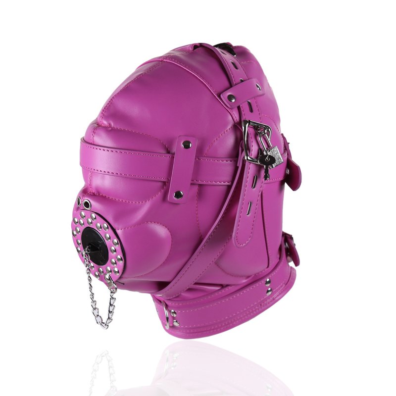 BDStyle Sensory Deprivation Hood with Open Mouth Gag Rose Bondage Hoods