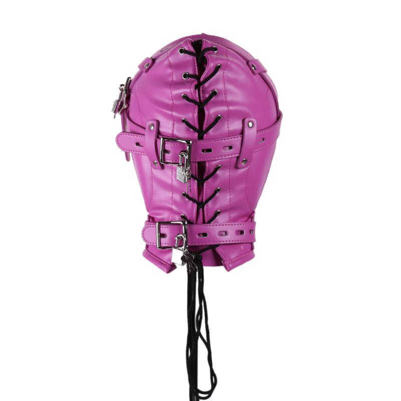 BDStyle Sensory Deprivation Hood with Open Mouth Gag Rose Bondage Hoods