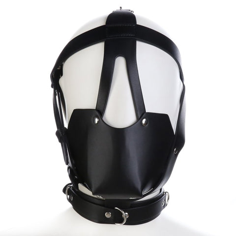 BDStyle Faux Leather Bondage Harness Hood - Bondage Hoods