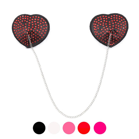 Encrusted Heart Shaped Nipple Pasties - Fancy Dress Ups