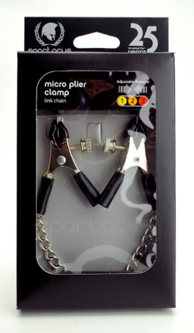 Spartacus Adjustable Micro Plier Clamps with Link Chain - Nipple and Clit Clamps