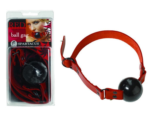 Spartacus Red Rubber Ball Gag with D Ring Closure Large - Bondage Gags and Bits