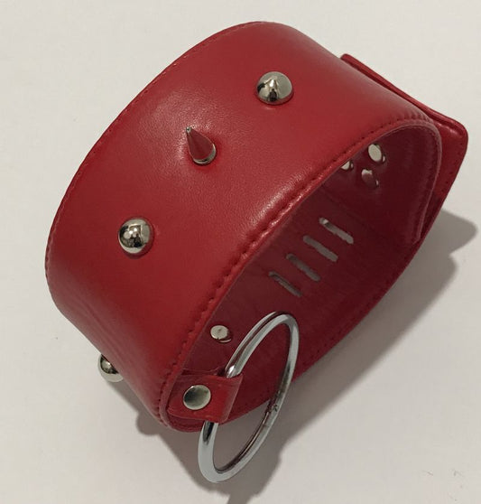 Spiked Bondage Collar Metal O Ring - Collars and Leads