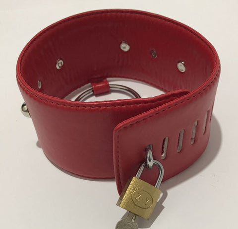 Spiked Bondage Collar Metal O Ring - Collars and Leads