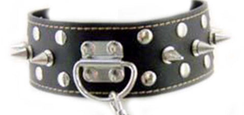 BDStyle Evil Bondage - Spiked Leather Collar with Lead - Collars and Leads