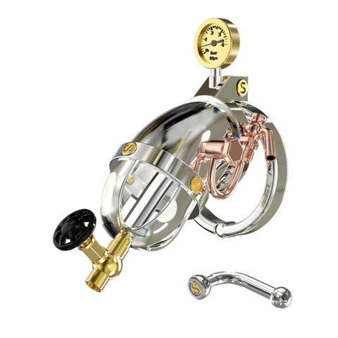 Victorian-Inspired Stainless Steel Chastity Cage - Embrace the Steampunk Allure - Male Chastity