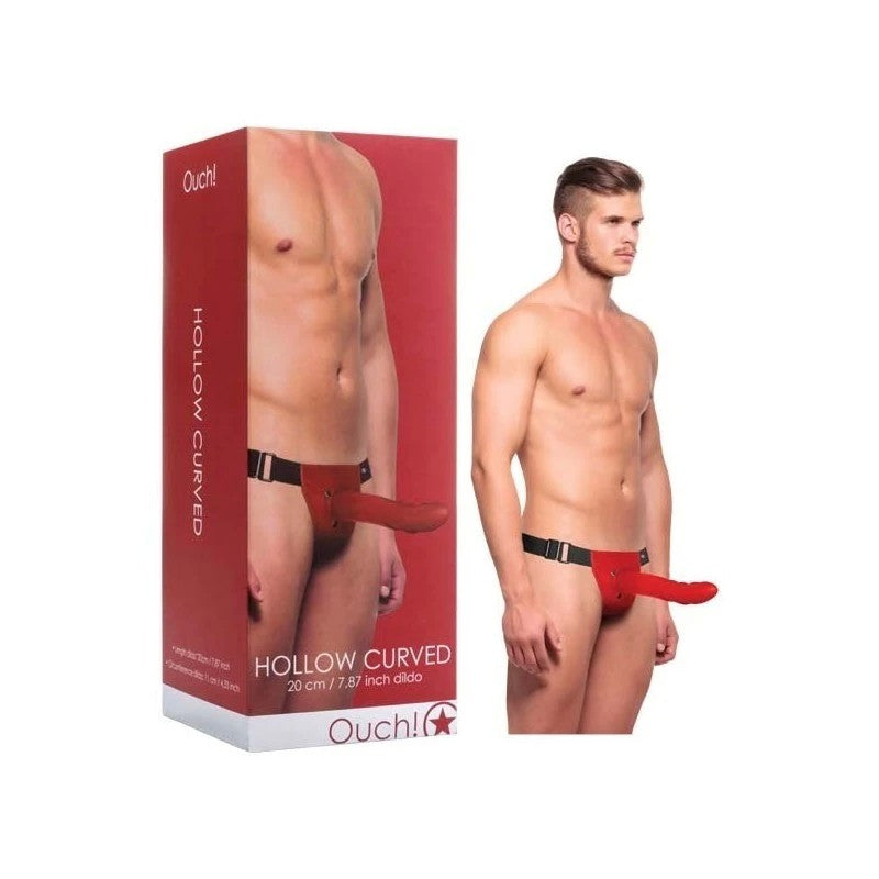 Ouch Hollow Curved Strap-On Red Strap On Sextoys