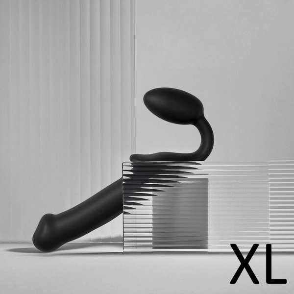 STRAP-ON-ME NEW Bendable Strap-On Silicone Dildo Black Extra Large Strap On Sextoys