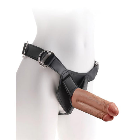 King Cock Strap-On Two Cocks One Hole 7 Inch Realistic Cock - Strap On Sextoys