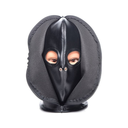 Strict Zip Front Bondage Hood Black - Bondage Hoods