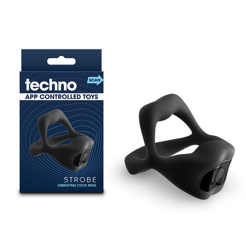 Techno Strobe - Rechargeable Silicone Cock Ring with 9 Vibration Modes - Cock Rings
