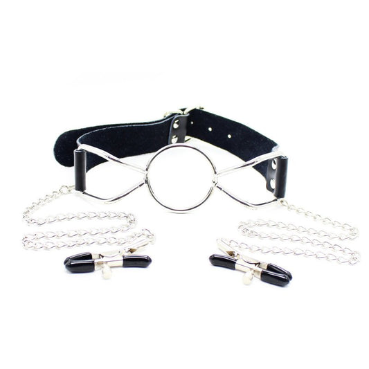 The Crucible Spider Gag With Nipple Clamps - Bondage Gags and Bits