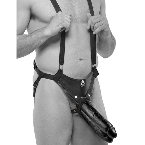 King Cock 11 Inch Two Cocks One Hole Hollow Strap-on System - Realistic Dildos