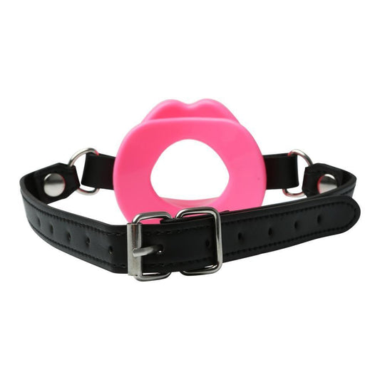 Sex and Mischief Silicone Lips Open Mouth Gag Pink - Bondage Gags and Bits