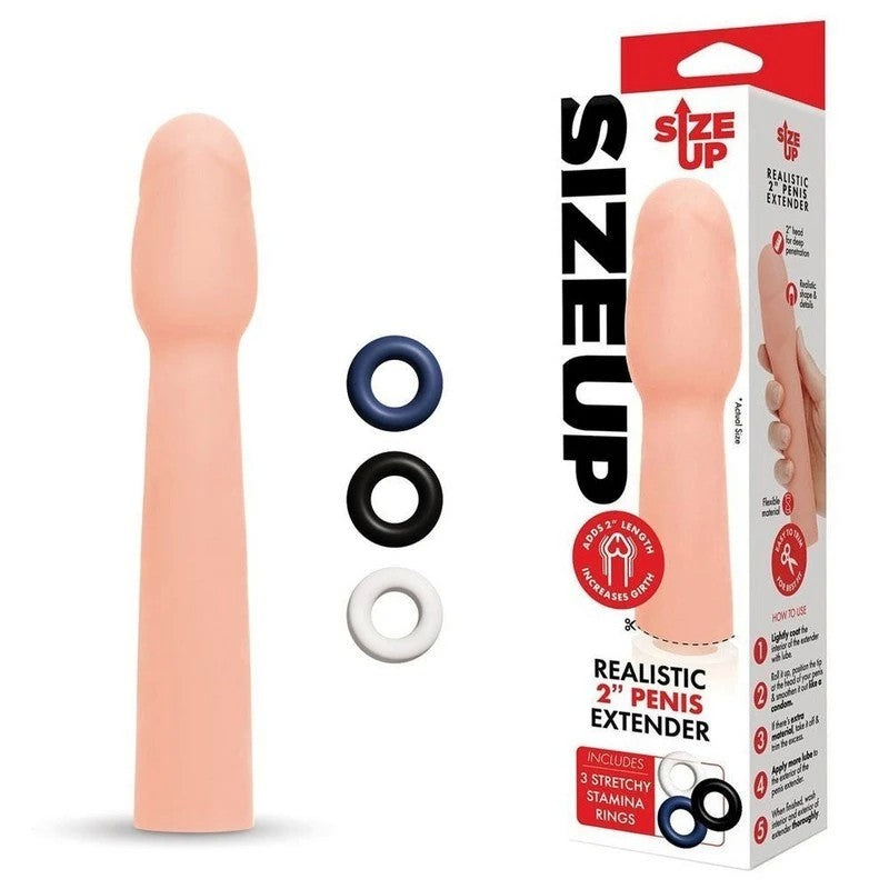 Size Up Realistic 2" Penis Extender - Enhance Your Intimate Experiences Pumps, Extenders and Sleeves