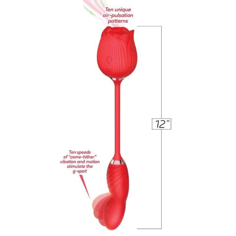 Icon Brands' Wild Rose COME HITHER - Dual Stimulation Air Pulse Delight - Pussy And Clit Toys