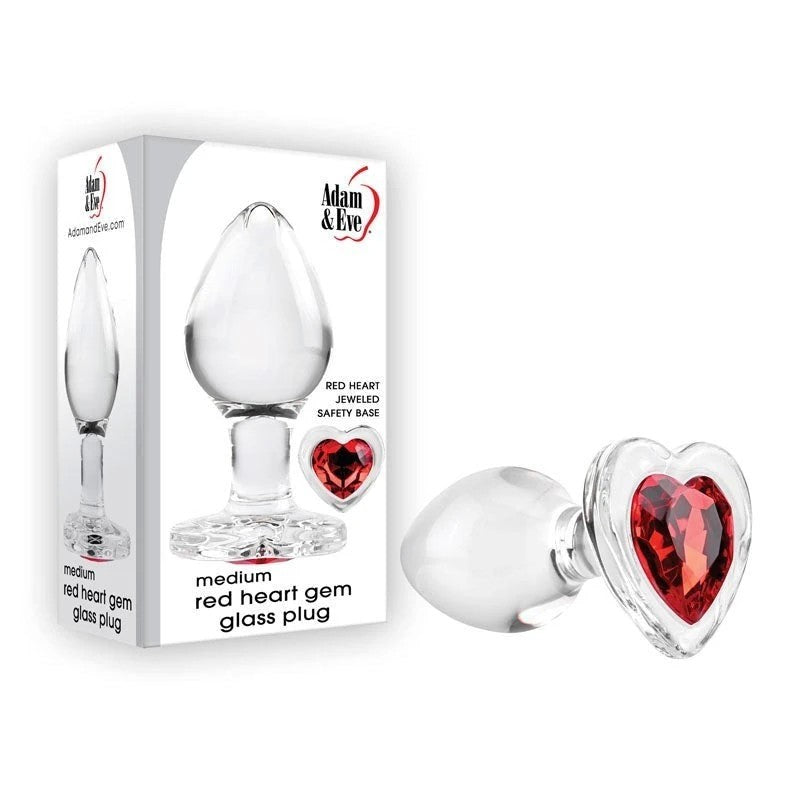 Adam & Eve Red Heart Gem Glass Plug Butt Plugs