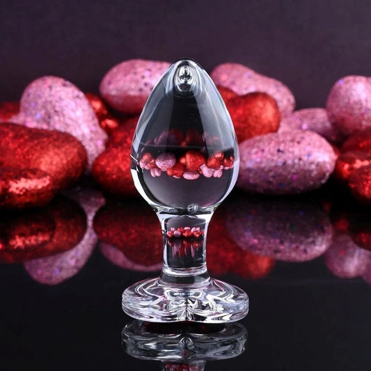 Adam & Eve Red Heart Gem Glass Plug - Butt Plugs