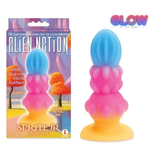 Glow-in-Dark Alien Pleasure Anal Plug - 3 Textured Sections - Butt Plugs