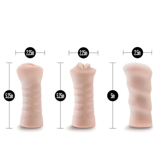 M For Men Self-Lubing Vibrating Strokers 3-Pack - Masturbators and Strokers