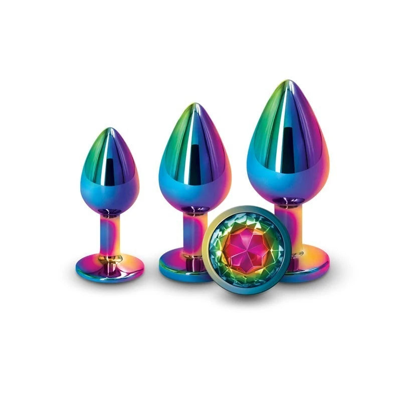 Shine Bright with Rear Assets Trainer Kit - Multicolour Rainbow Gem Edition Butt Plugs