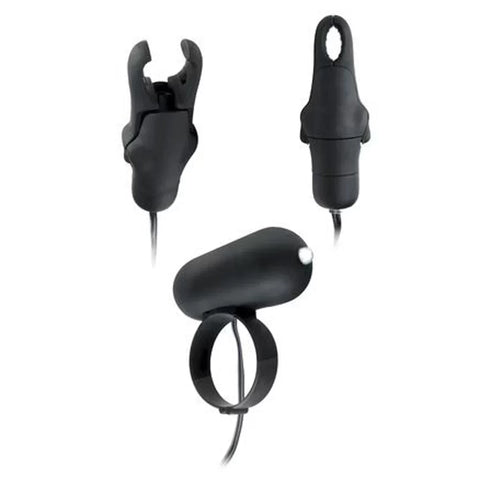 Fetish Fantasy Vibrating Cock Ring & Nipple Clamps - Nipple and Clit Clamps