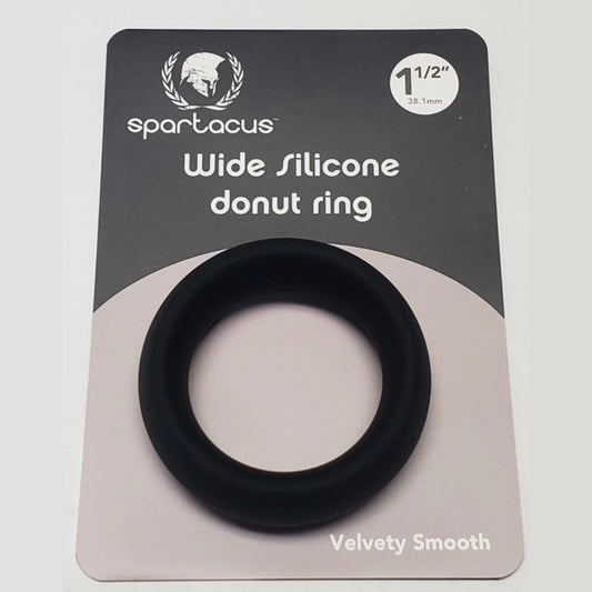 Wide Silicone Donut Ring Black 1.5 inches For Penis Pumps - Stretchy Cock Rings