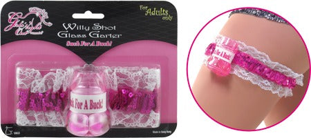 Cheeky Willy Shot Glass Garter - Bachelorette Party Delight - Sex Games, Coupons and Tricks