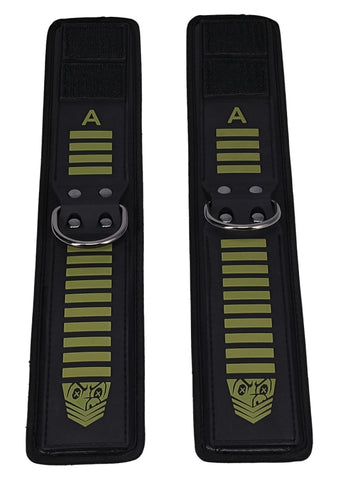 Doc Johnson Fort Troff Tactical BDSM Ankle Cuffs Black/Green - Cuffs And Restraints